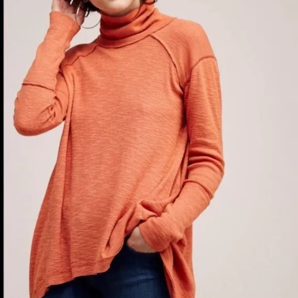 FREE PEOPLE we the Free Split Back Turtleneck Lightweight Sweater Size Large